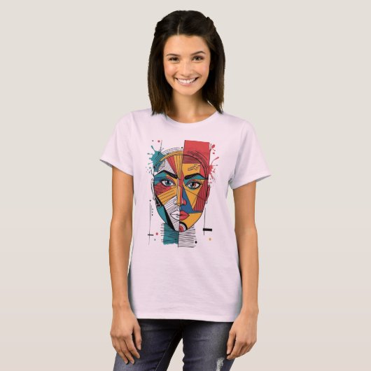 abstract gezicht t-shirt (Voorkant volledig)