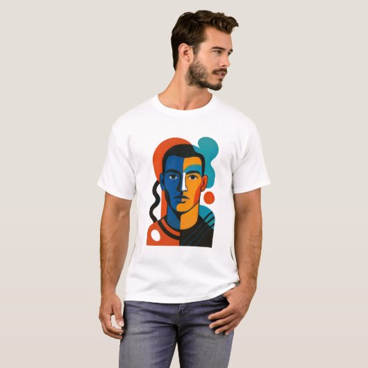 Abstract gezicht T-shirt | Modern Pop Art Graphic  (Voorkant volledig)