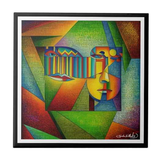 Abstract gezicht tegeltje (Voorkant)