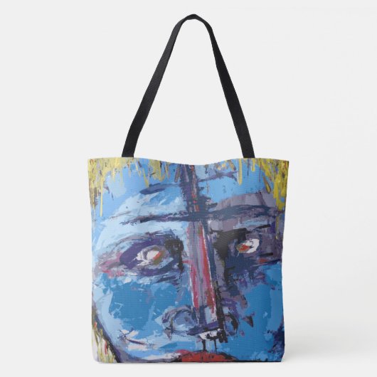 Abstract gezicht tote bag (Achterkant)
