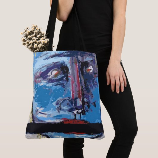 Abstract gezicht tote bag (Dichtbij)