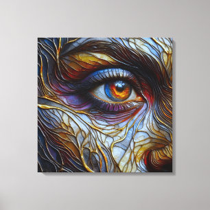 Abstract gezicht van de vrouw close-up canvas afdruk