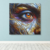 Abstract gezicht van de vrouw close-up canvas afdruk (Insitu (Houten vloer))