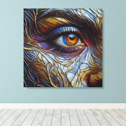 Abstract gezicht van de vrouw close-up canvas afdruk (Insitu (Houten vloer))