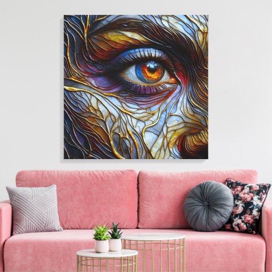 Abstract gezicht van de vrouw close-up canvas afdruk (Insitu (Woonkamer))