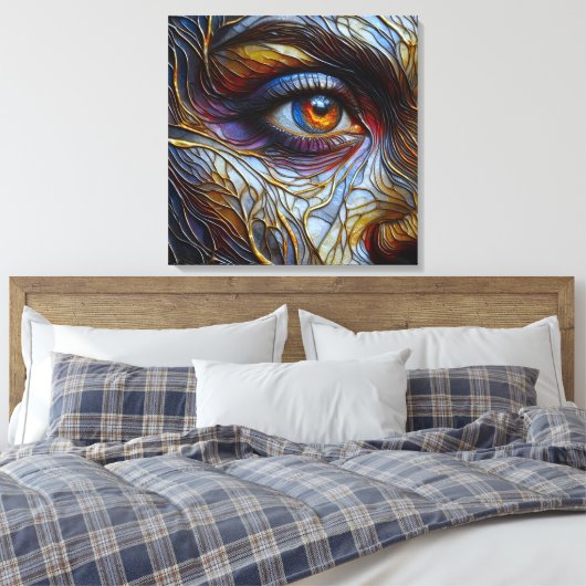 Abstract gezicht van de vrouw close-up canvas afdruk (Insitu (Slaapkamer))