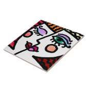 Abstract gezicht van de vrouw tegeltje (Zijkant)