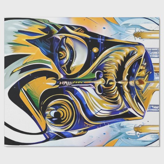 Abstract gezicht van een vreemdeling cadeaupapier (Vlak)