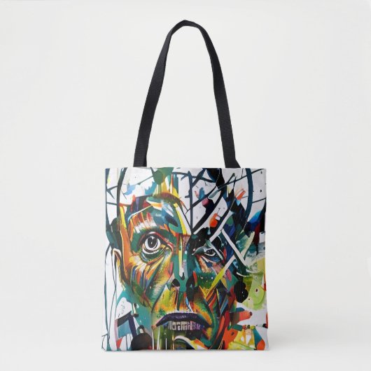 Abstract gezicht van een vreemdeling tote bag (Voorkant)