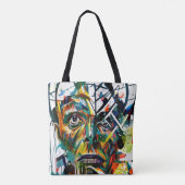 Abstract gezicht van een vreemdeling tote bag (Achterkant)