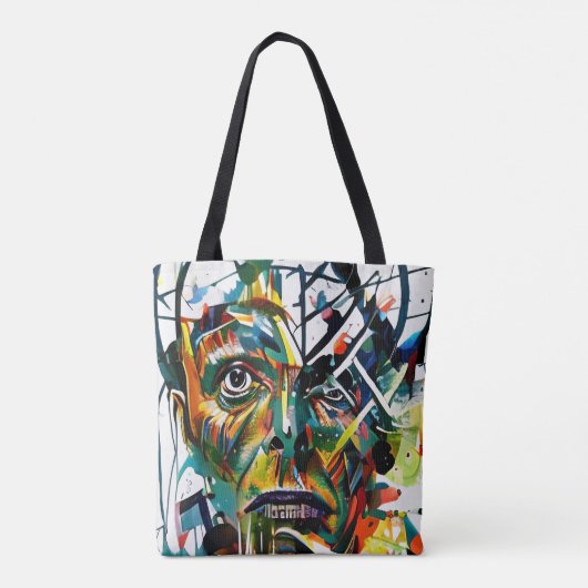 Abstract gezicht van een vreemdeling tote bag (Achterkant)