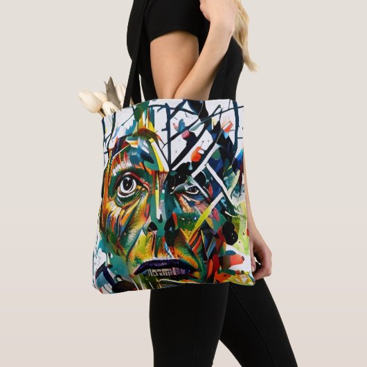 Abstract gezicht van een vreemdeling tote bag (Dichtbij)