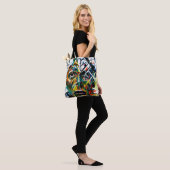 Abstract gezicht van een vreemdeling tote bag (Op model)