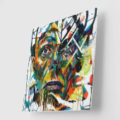 Abstract gezicht van een vreemdeling vierkante klok (Hoek)
