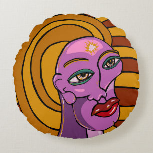Abstract Gezicht, Volg Je Dromen, Digitale Kunst Rond Kussen