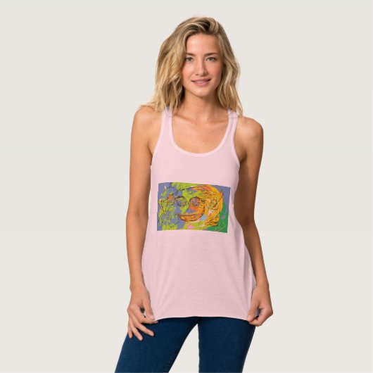 abstract gezicht vrolijk tanktop (Volledige Voorkant)