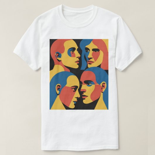 Abstract Gezichten Raster Kunstprint, Menselijke G T-shirt (Design voorkant)