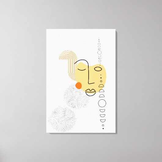 Abstract Gezichtskunst geel met cirkelpatroon Canvas Afdruk (Voorkant)