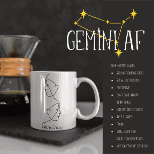 Abstract gezichtsprofiel Art Gemini Zodiac Sign Mok
