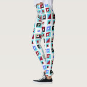 Abstract Ghost White Mosaic Pattern Leggings (Links)