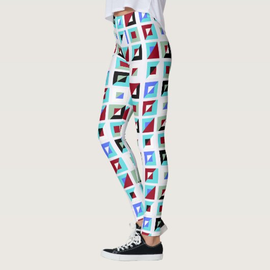 Abstract Ghost White Mosaic Pattern Leggings (Links)