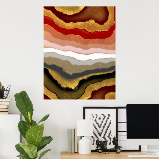 Abstract Gilded Agate Poster (Thuiskantoor)