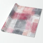 Abstract Gingham Pink and Grey Cadeaupapier (Uitgerold)