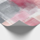 Abstract Gingham Pink and Grey Cadeaupapier (Hoek)