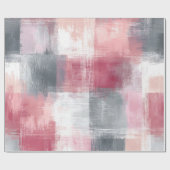 Abstract Gingham Roze en Grijs Cadeaupapier (Vlak)