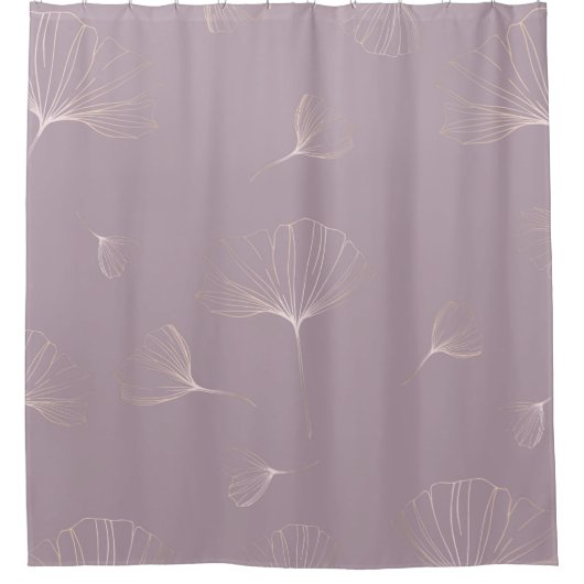 Abstract Ginkgo Biloba Botanisch Roos Gold Douchegordijn (Voorkant)