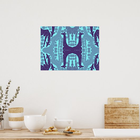 Abstract Giraffe Patroon Poster (Keuken)