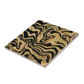 Abstract Glam Elegant Classy Zwart en Goud Marbly Tegeltje (Zijkant)