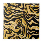 Abstract Glam Elegante Klasse Zwarte en Gouden Mar Tegeltje (Voorkant)