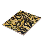 Abstract Glam Elegante Klasse Zwarte en Gouden Mar Tegeltje (Zijkant)