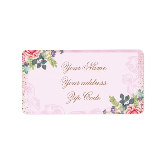 Abstract glam roze en gouden textuur effect etiket (Voorkant)