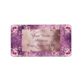 Abstract glam roze en gouden textuur effect etiket (Voorkant)