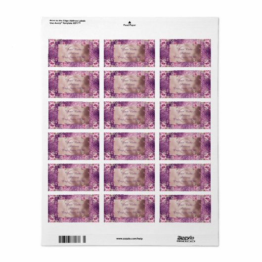 Abstract glam roze en gouden textuur effect etiket (Full Sheet)