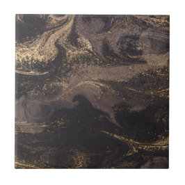 Abstract glam zwart en gouden textuur effect tegeltje