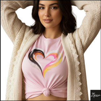 Abstract Glanzend Gevederd Hart Pop Art T-shirt