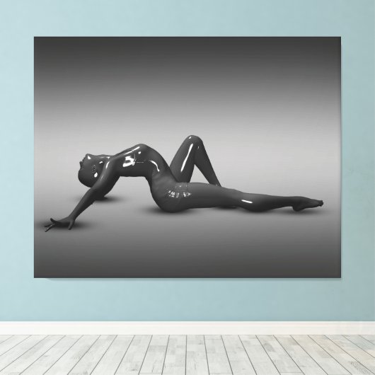 Abstract glanzend vrouw figuur posed canvas afdruk (Insitu (Houten vloer))