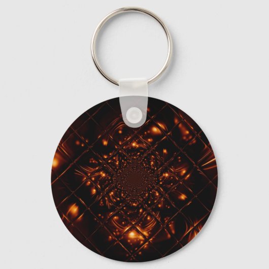 Abstract Glas Fractal Sleutelhanger met Vuur (Voorkant)