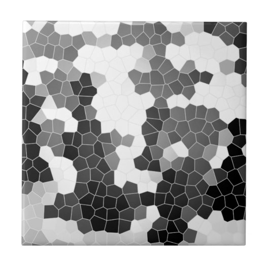 Abstract Glas in lood Black White Grey Mosaic Tegeltje (Voorkant)