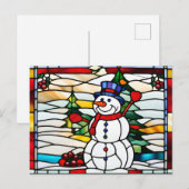 Abstract Glas in lood Christmas Sneeuwman Feestdagenkaart (Voorkant / Achterkant)
