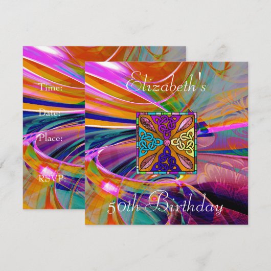 Abstract Glas in lood met aanroepingkleur Kaart (Voorkant / Achterkant)