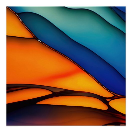 Abstract Glas in lood met levendige kleuren Perfect Poster (Voorkant)