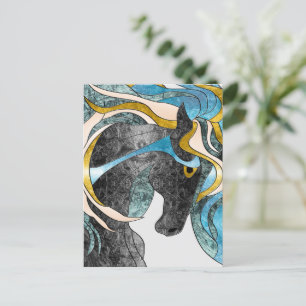 Abstract Glas-in-Lood Paard Kunst – Modern Paarden Briefkaart