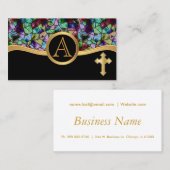 Abstract Glas in lood van mozaïek | Golden Cross Visitekaartje (Voorkant / Achterkant)