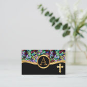 Abstract Glas in lood van mozaïek | Golden Cross Visitekaartje (Staand voorkant)