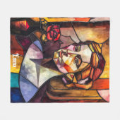 Abstract Glas in lood vrouwenportret Fleece Deken (Voorkant (Horizontaal))