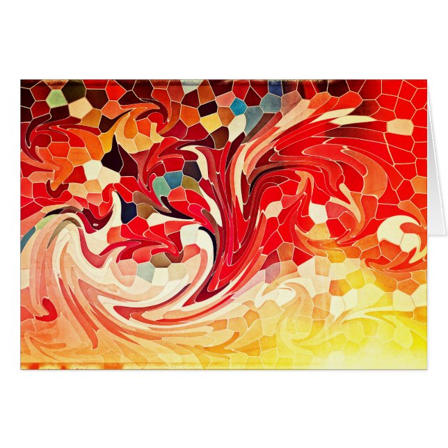 Abstract Glas in lood Vuurvogels Fiery Red Yellow (Voorkant Horizontaal)